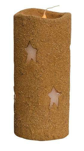 Grungy Star Timer Pillar Candle - 6